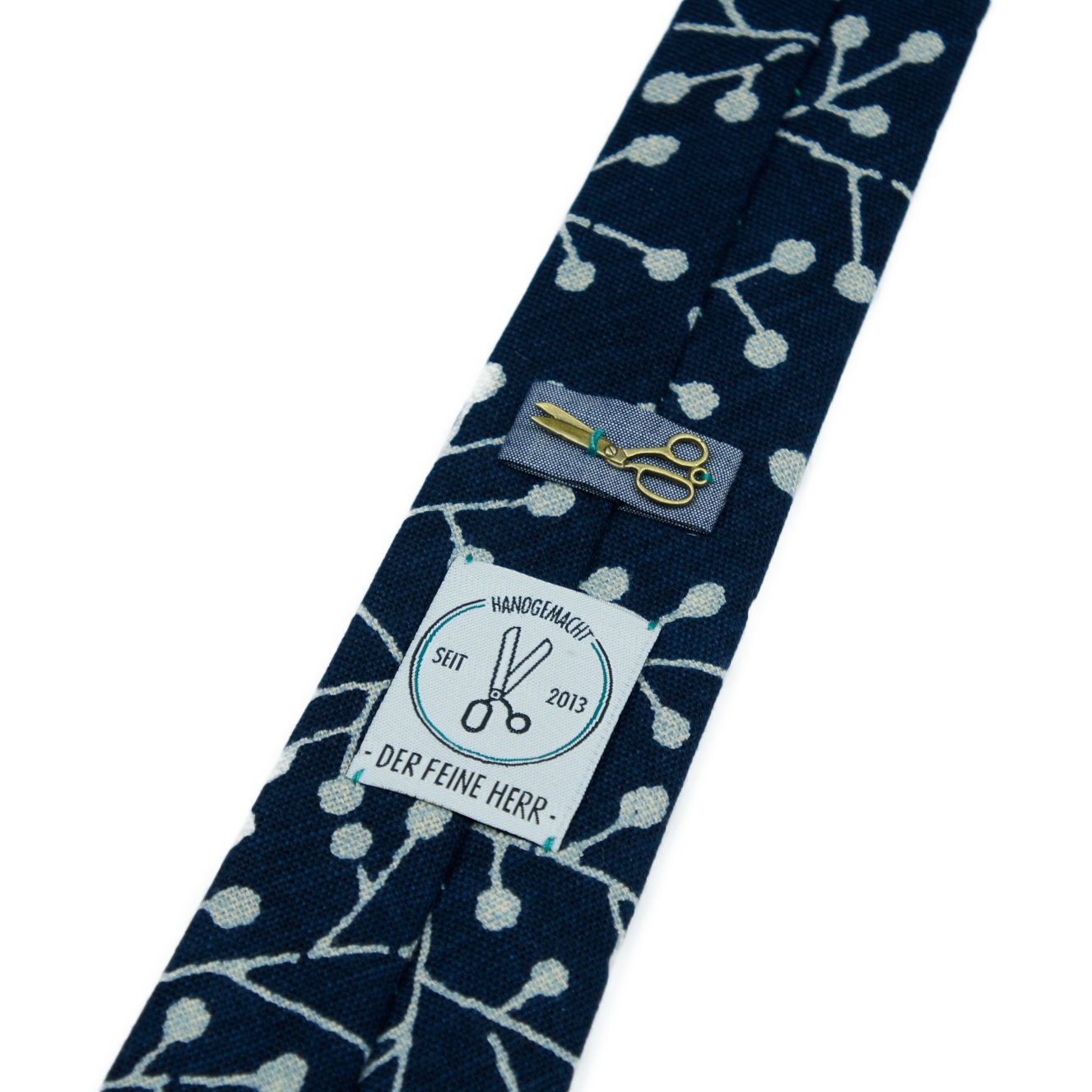 Krawatte // Dunkelblau Floral & Graublau Chambray // Breite Bold